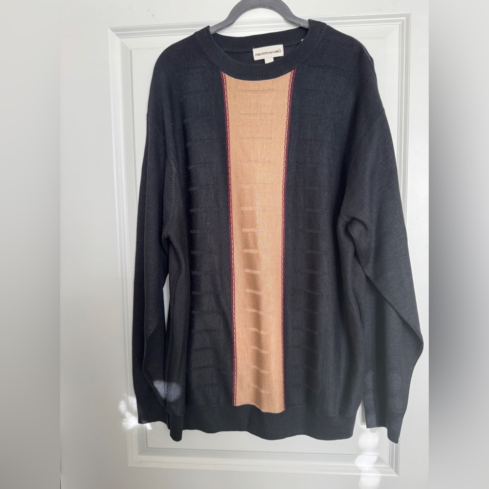 Pronto Uomo Black Crew Neck Silk Blend Sweater Size XL